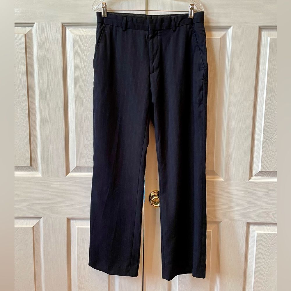 NAVY BLUE PINSTRIPE PANTS BY BANANA REPUBLIC SIZE 32/30 EUC - Picture 3 of 7